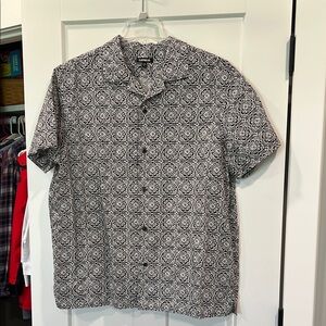 Express Black and White Casual Button Down Shirt